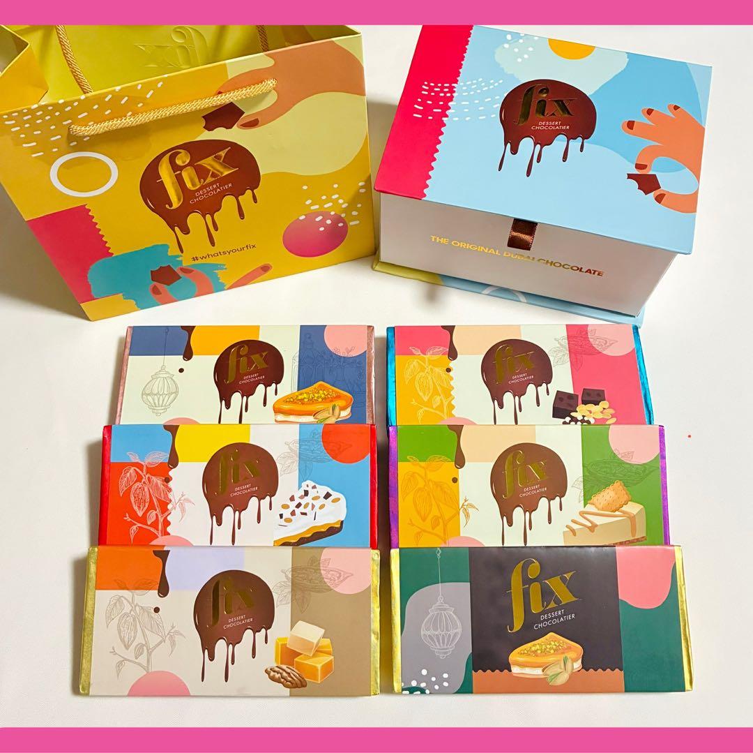 Fix ドバイチョコレート 6種類 箱入りセット ギフト スタイル 紙袋付き
