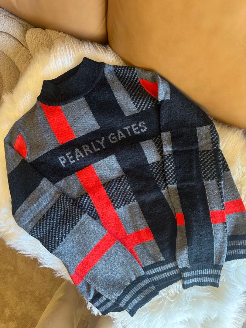 PEARLY GATES チェック柄ハイネックセーター