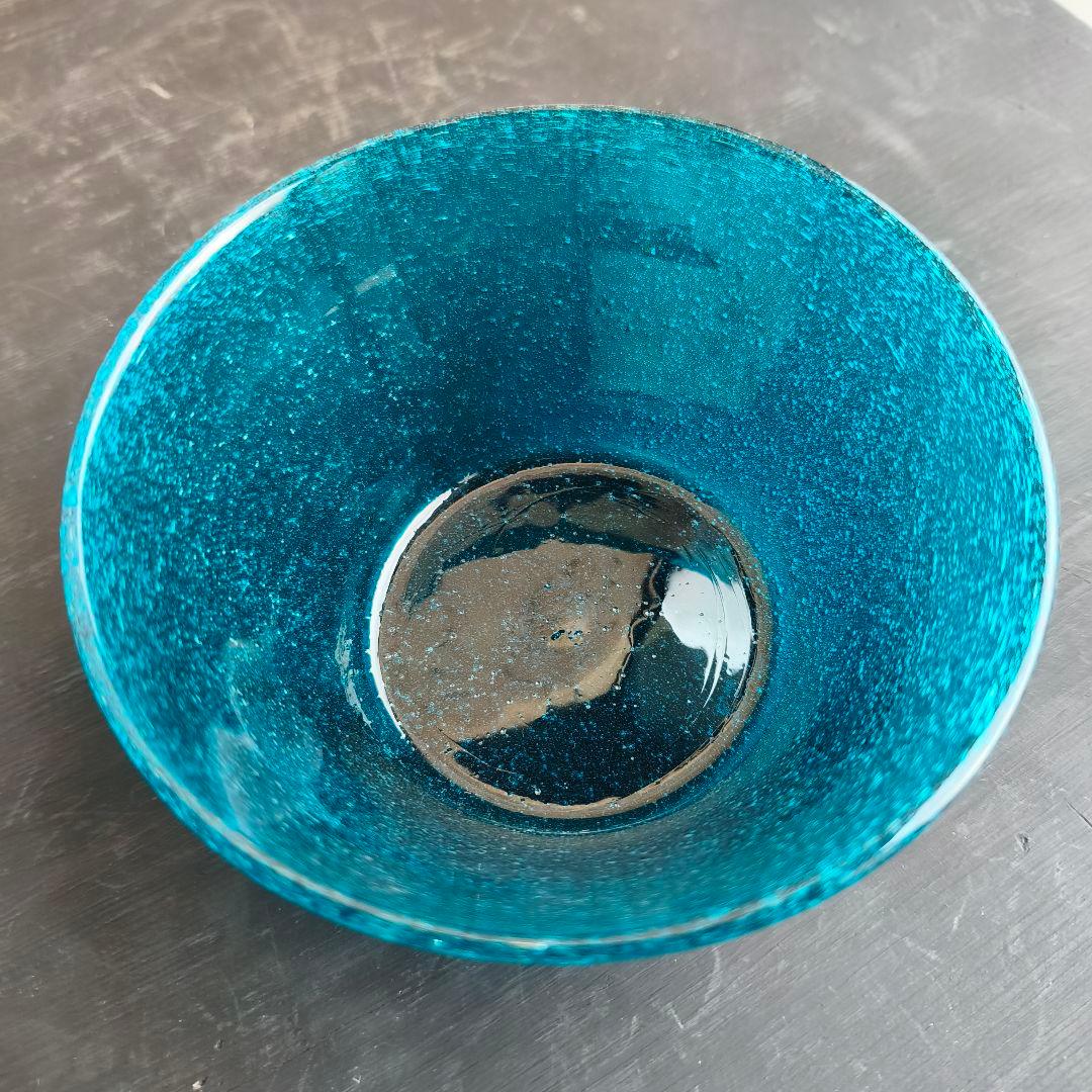 ガラスボウル 倉敷ガラス 小谷眞三 中鉢 吹きガラス ゆらゆら 気泡 ビンテージ