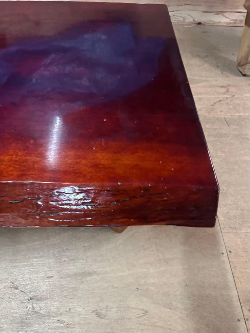 一枚板風ローテーブル　座卓　ローボード　天然木系