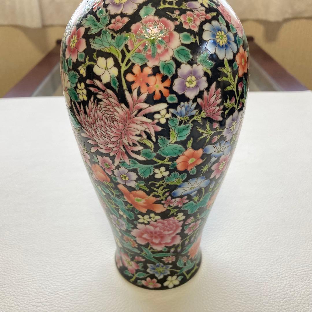 大清乾隆年製 花瓶 花器 置物 オブジェ 花柄 金彩 陶磁器 陶器 レトロ