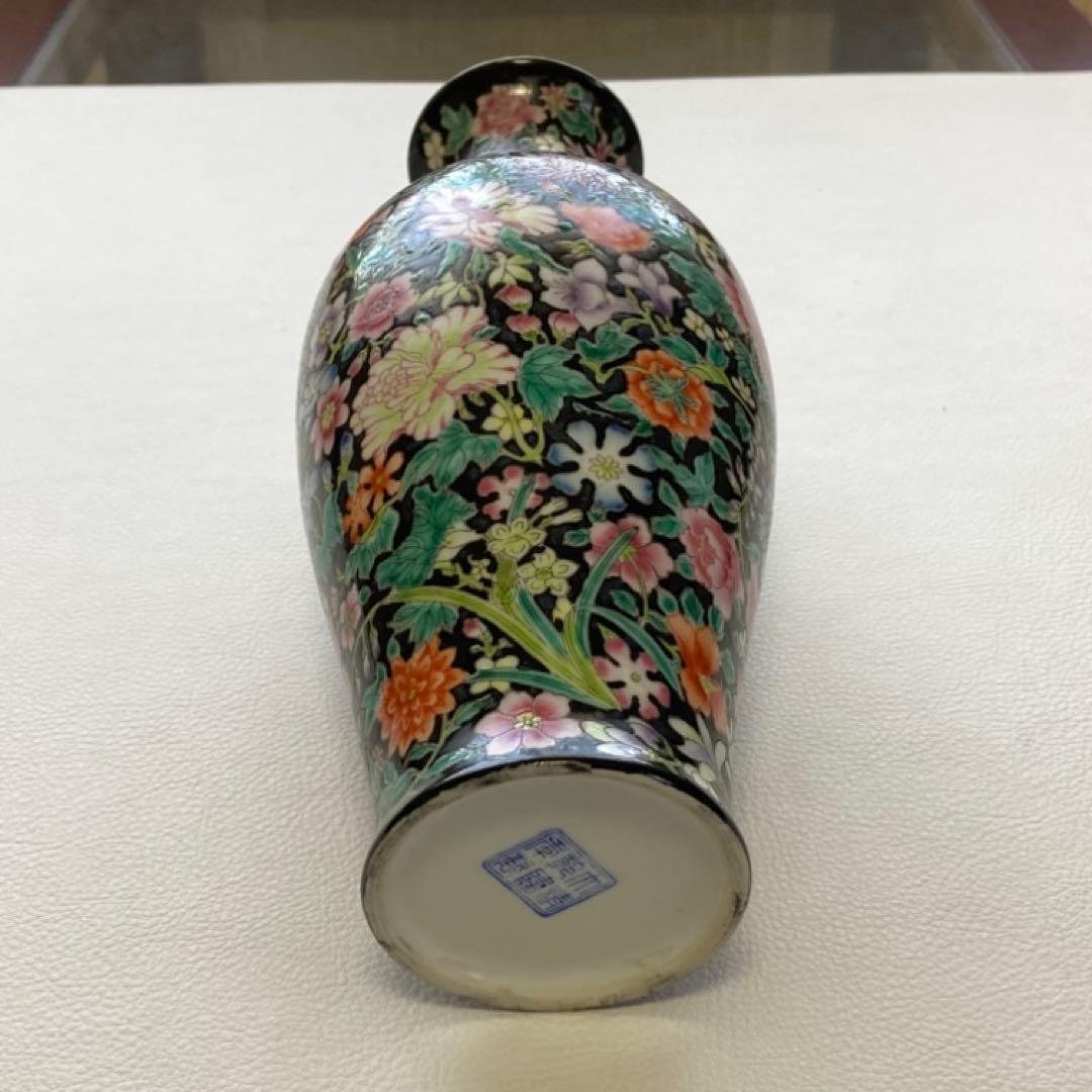 大清乾隆年製 花瓶 花器 置物 オブジェ 花柄 金彩 陶磁器 陶器 レトロ