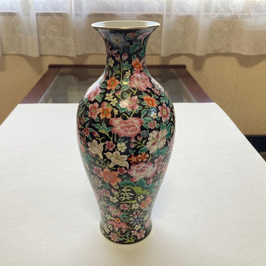 大清乾隆年製 花瓶 花器 置物 オブジェ 花柄 金彩 陶磁器 陶器 レトロ