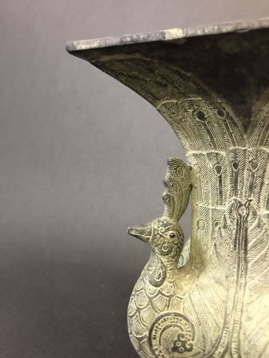 青銅四方尊  時代物  花器 花入  茶道具 華道具 生花