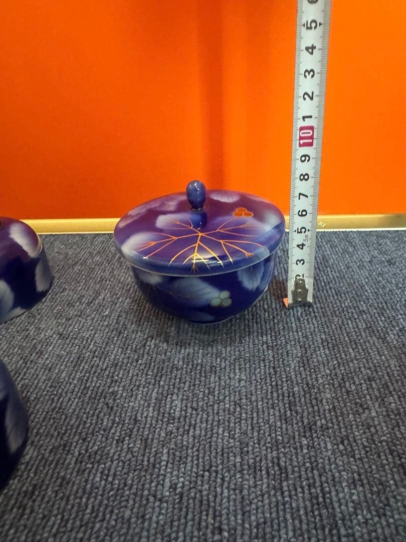 2031 深川製磁　葡萄瑠璃　湯呑蓋付　5客　金彩　未使用