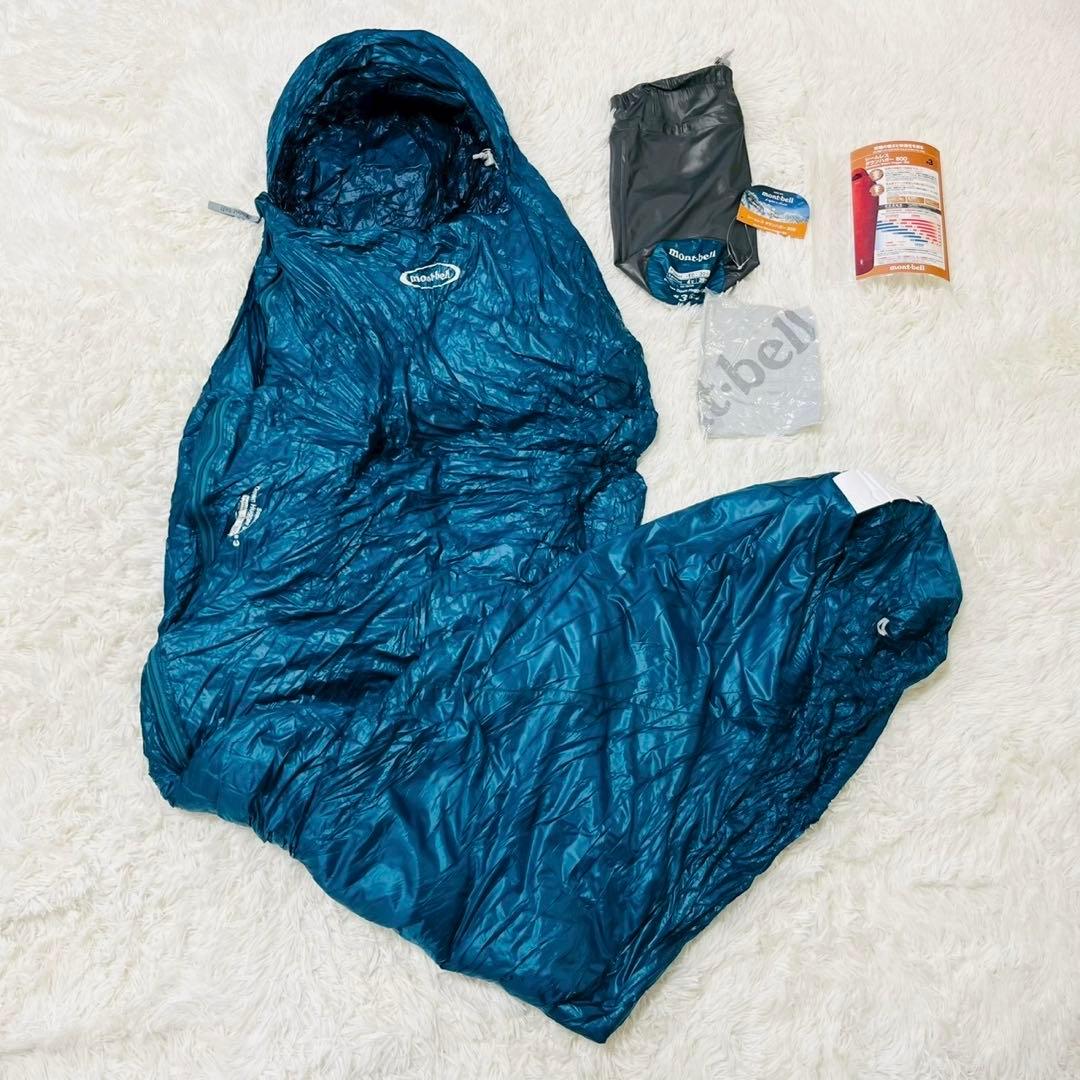 モンベル　シームレス ダウンハガー800 #3 R/ZIP ブルー　保存袋あり