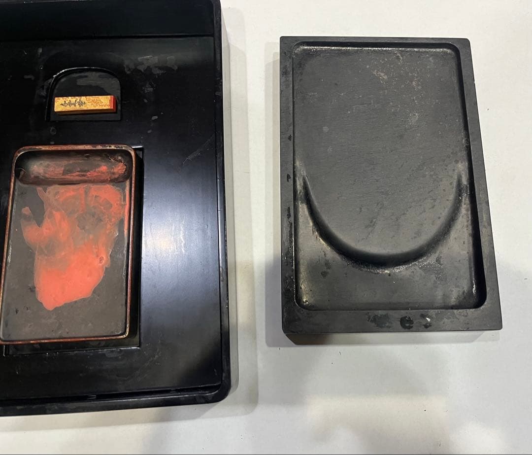 硯箱　青貝　中身あり