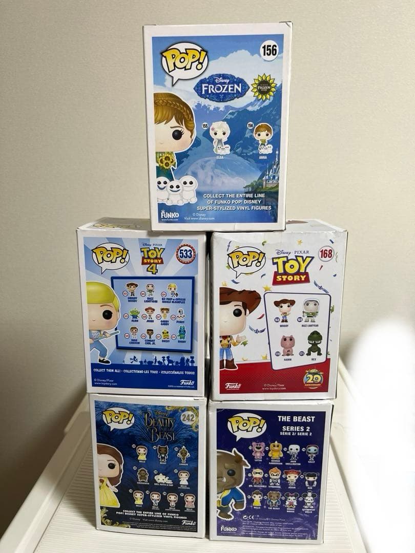 ファンコ POP フィギュア（ボーピープ、ウッディ、ベル、野獣、アナ）