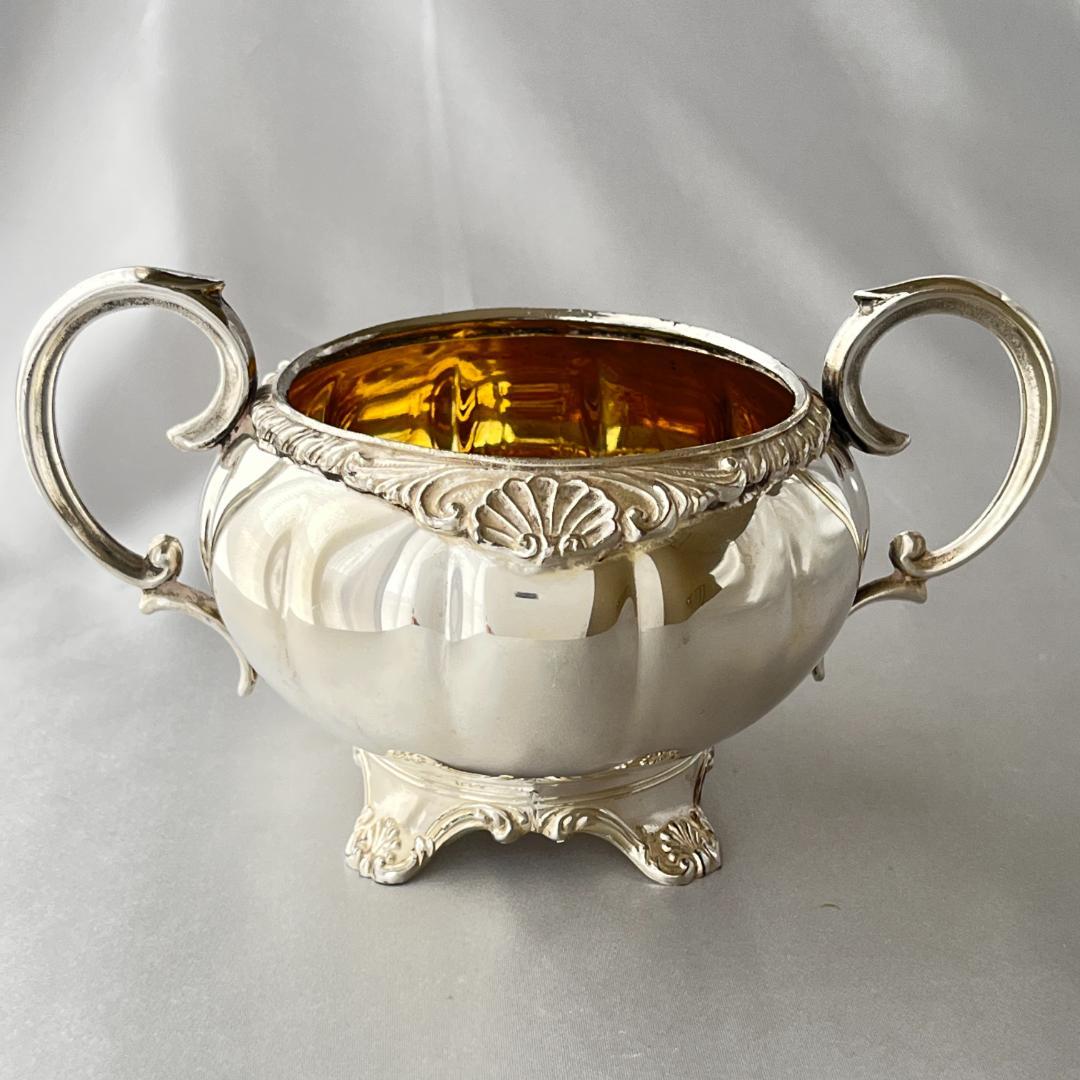 【Haddon】メロンフォルムのティーサービス 4点【シルバープレート】