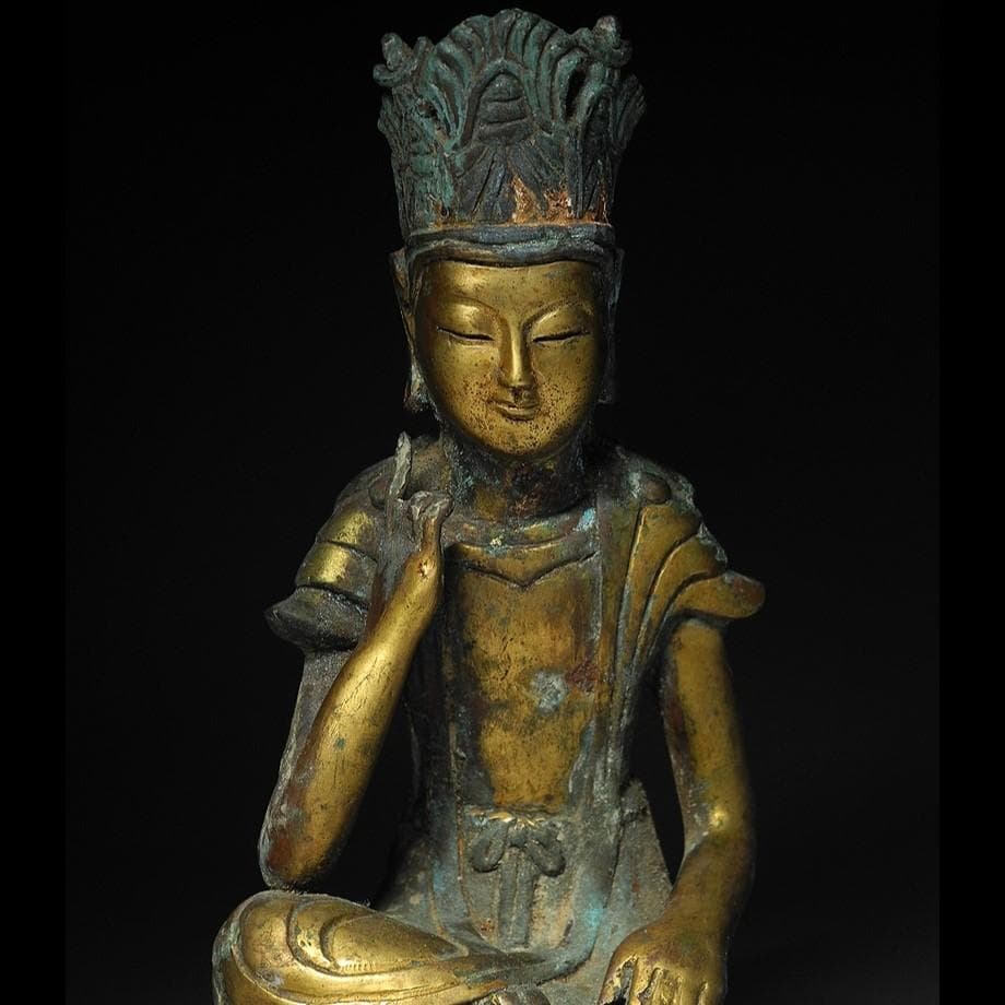 【新羅仏】◆金銅半跏思惟像 仏像◆検）天平仏 飛鳥仏 百済仏 空海 法然 千利休