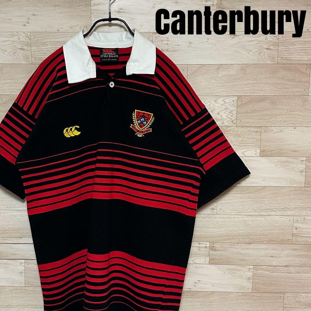 ✨Canterbury カンタベリー 半袖 ボーダー ポロシャツラガーシャツM✨