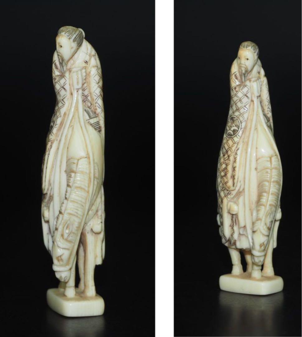 送料無料　コレクター放出　時代提げ物・根付『玉芝』作　馬に仙人