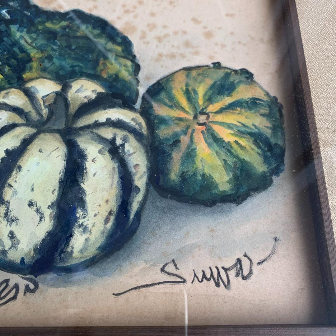 西岡瑞穂 「観賞かぼちゃ」直筆サインあり 洋画家 Kansho Kabocha