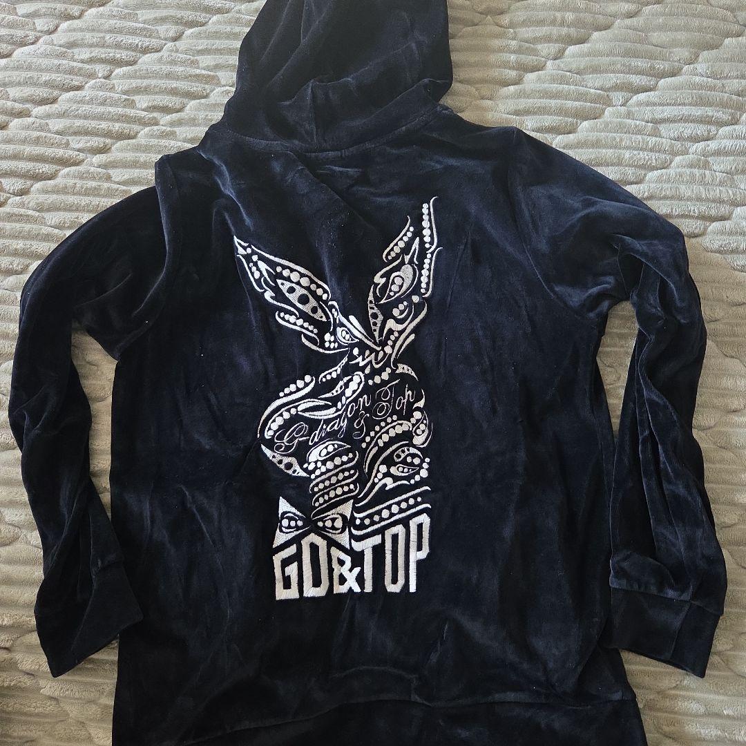 GD&TOP 公式ベロアパーカー黒BIGBANG ジヨンG-DRAGONスエット