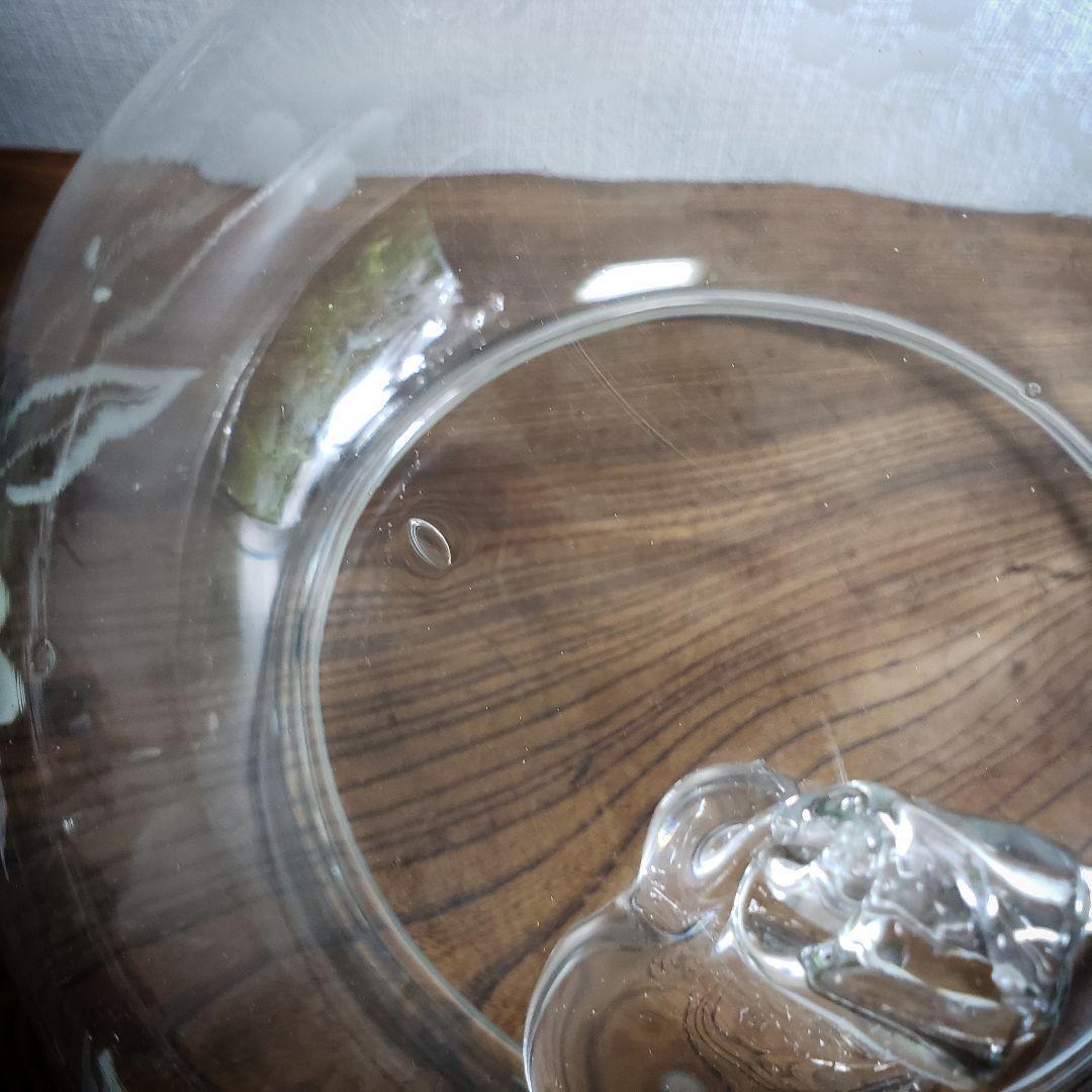 金魚鉢 明治 大正 昭和初期 昭和レトロ 切子 グラビュール 花 猫足 気泡多数