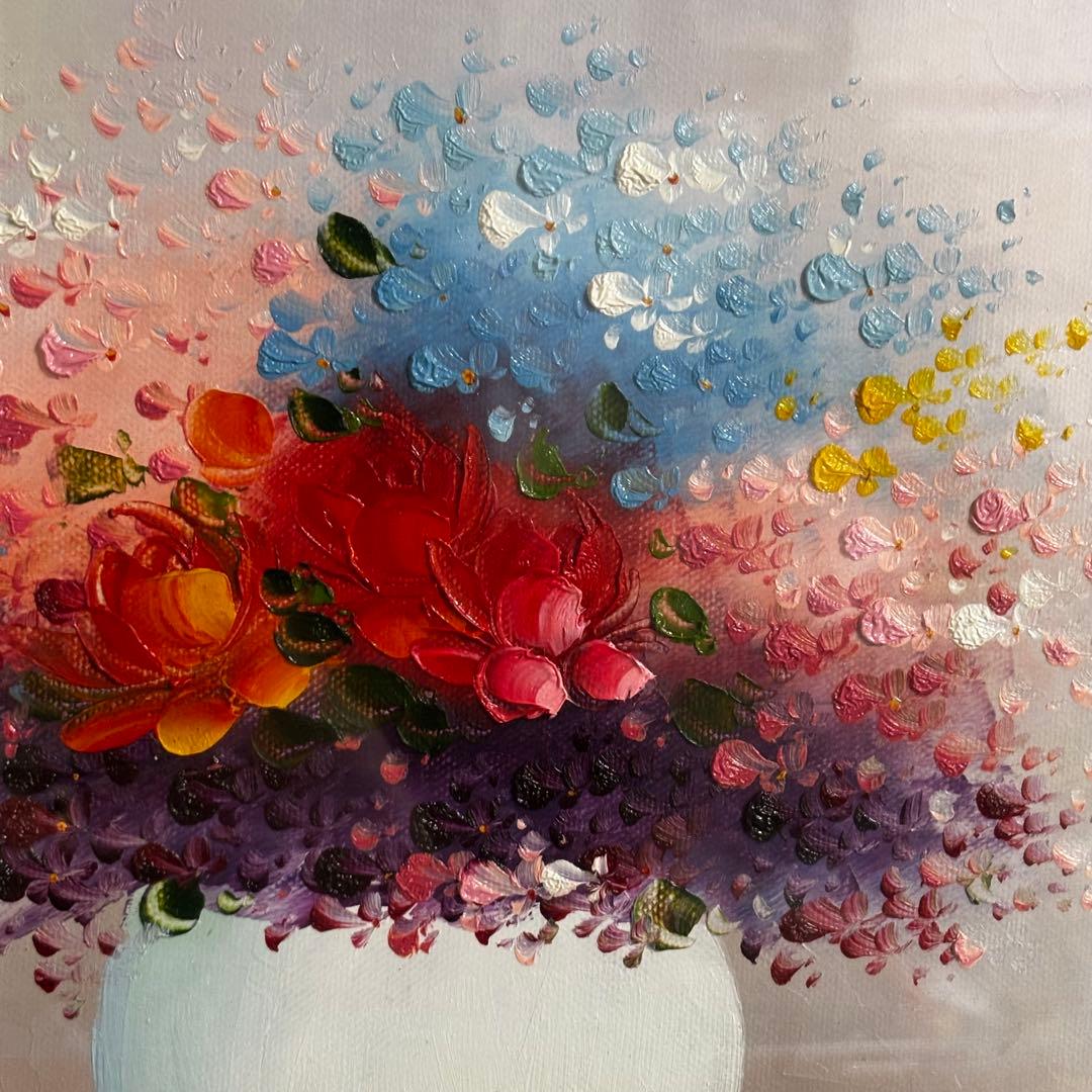 中龍子　油絵　額装　絵画　花　静止画　美術品