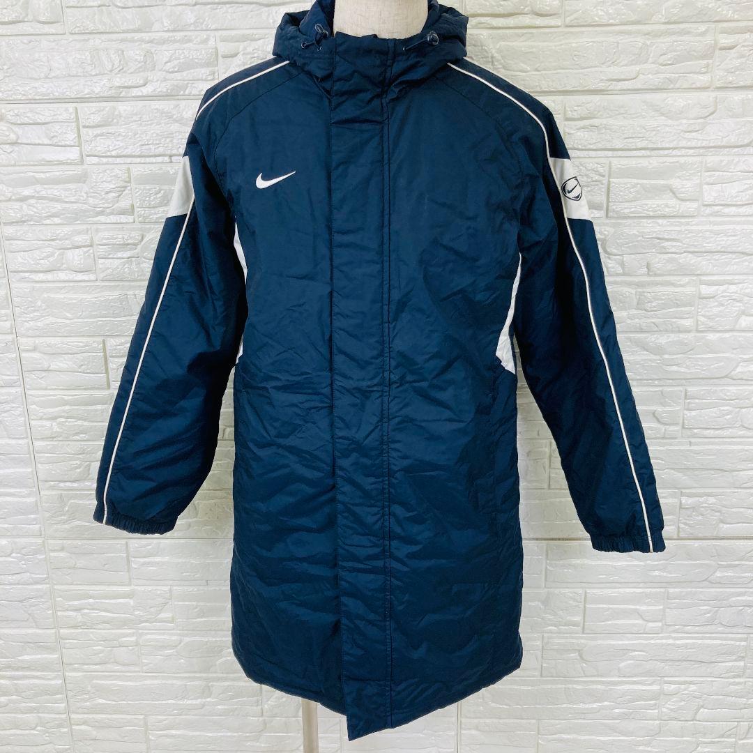 NIKE ナイキ ベンチコート Mサイズ ワンポイント サイドライン 紺