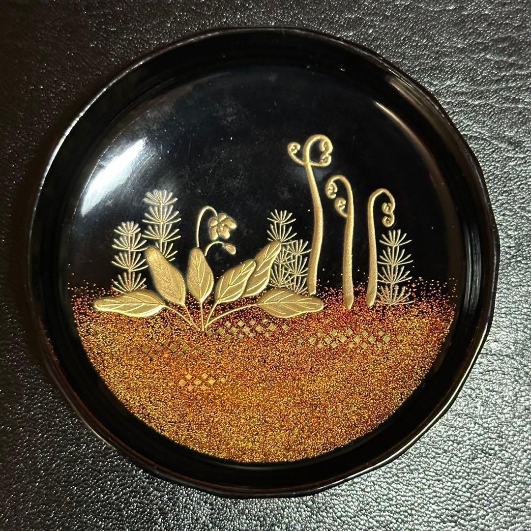 茶道具！輪島塗 溜塗 折撓棗 春草蒔絵 棗！『前田 清峰』作！共箱/紙箱/栞付！