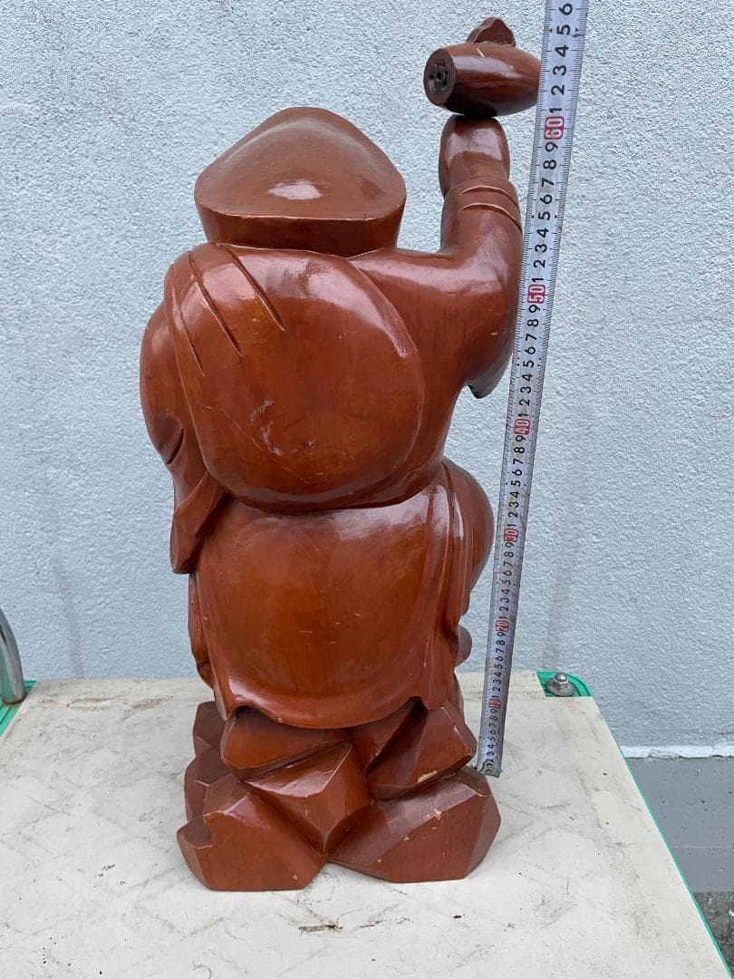 ★状態〇★ 昭和レトロ 木彫り 彫刻 大黒天 全長約65cm 木彫 木製 七福神