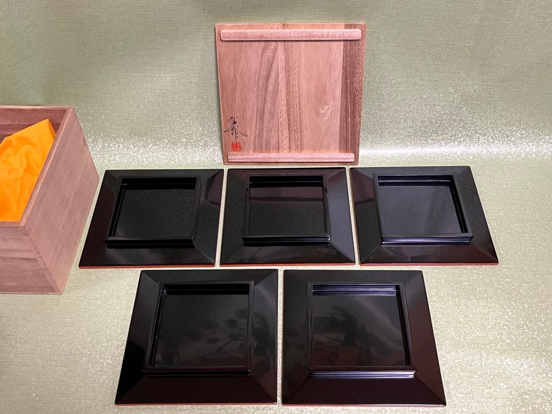 (ト26) 輪島塗 口取 5客 [加治武] 漆工芸 朱塗り 茶道具 お正月 お祝