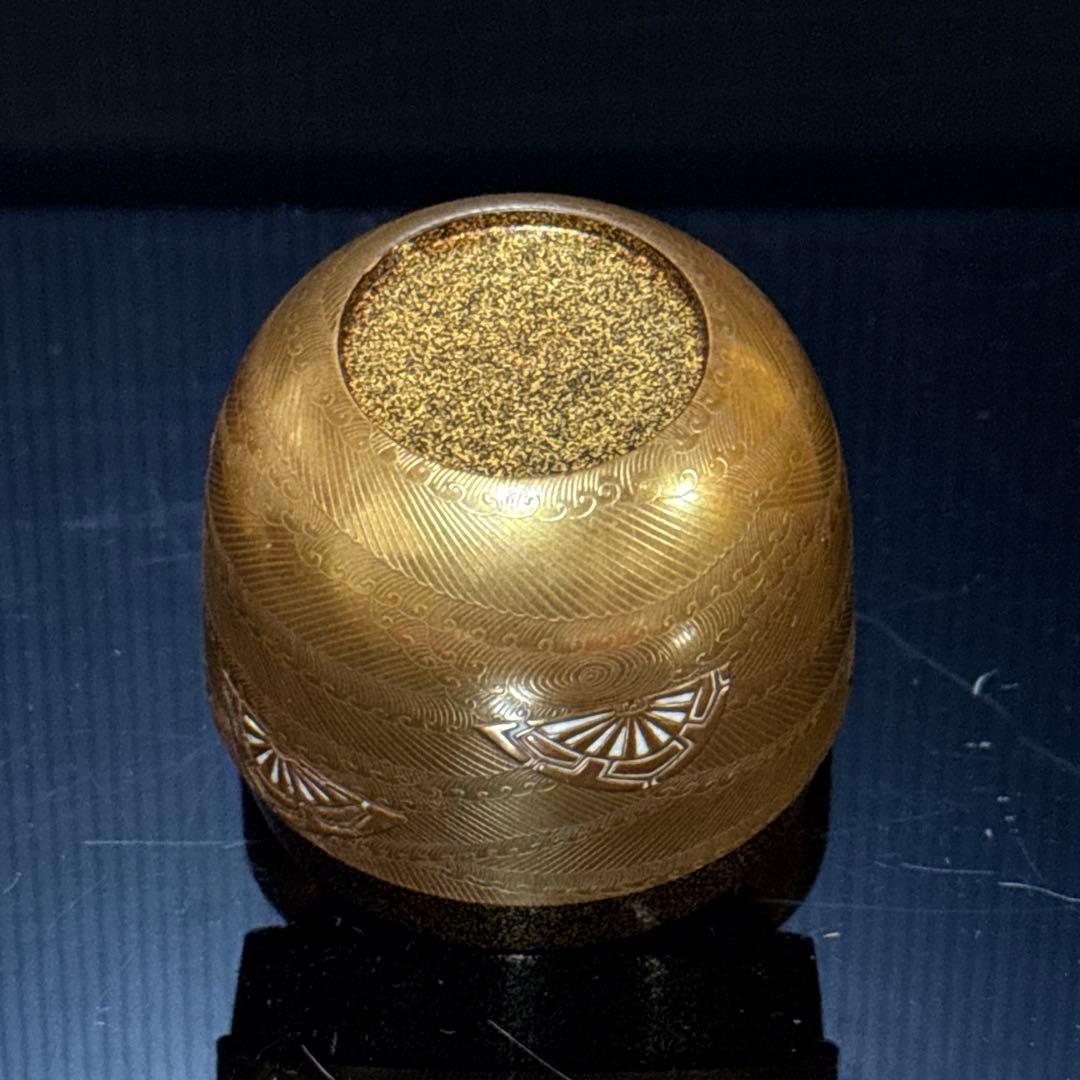 渡辺松悦 造『鵬雲斎書付』 極上金蒔絵 波車図 大棗 茶道具 桐共箱