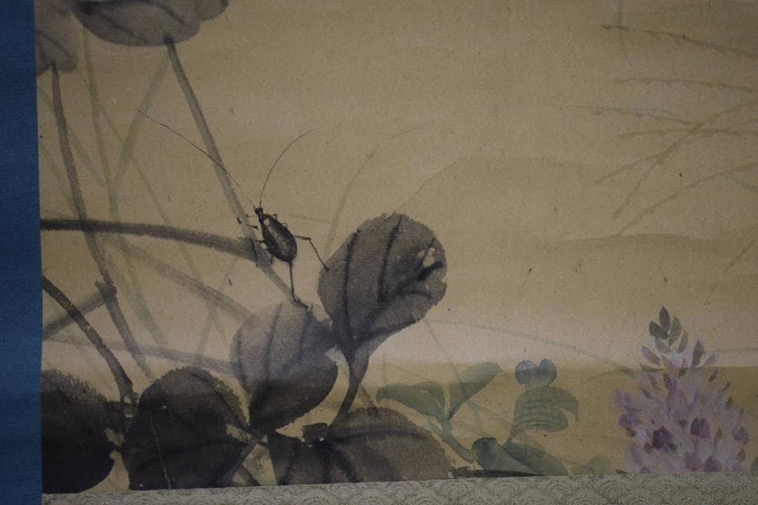 真作/羽田桂舟/秋月葛花図/桐共箱付/布袋屋掛軸HH-306