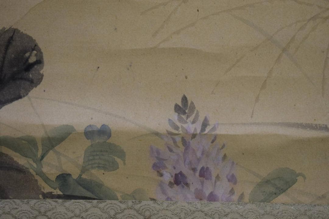 真作/羽田桂舟/秋月葛花図/桐共箱付/布袋屋掛軸HH-306