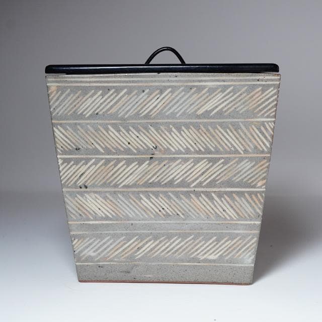 佐久間勝山　三島四方水指　共箱　茶道具　万古焼　松古窯　玄々斎好写