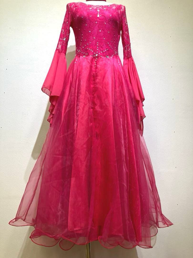 社交ダンス　スタンダードドレス　ボールルームドレス　スパンコール　花柄レース