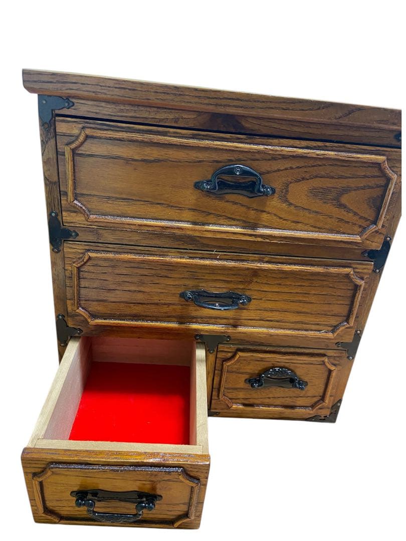 昭和レトロ 江戸タンス 三段四つ引き 未使用　ミニタンス