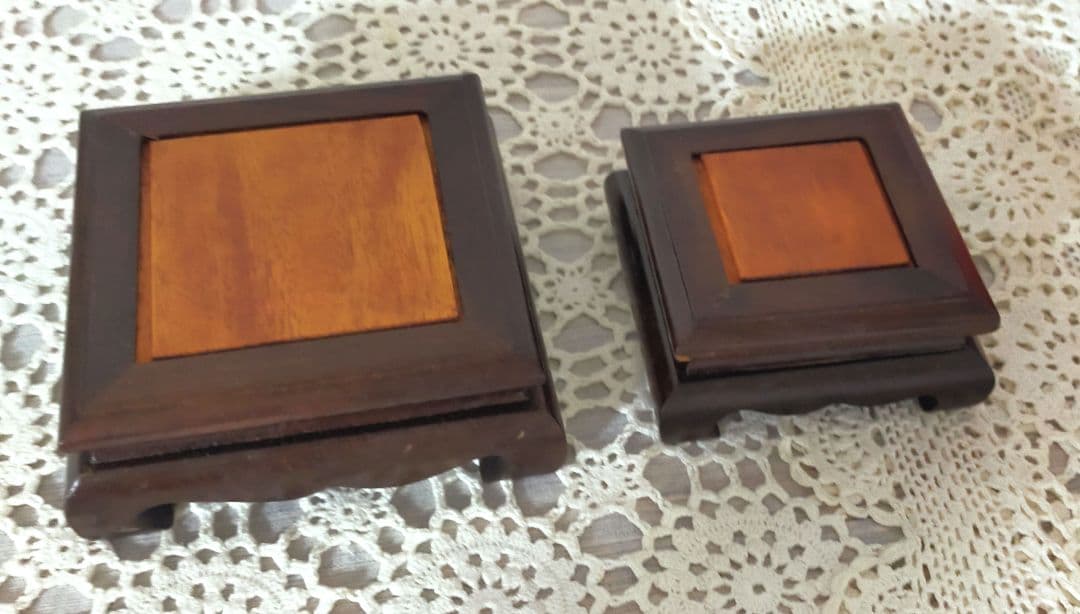 セール✨高級唐木　鉄刀木　花梨木　ミニ花台　2点セット　未使用保管品