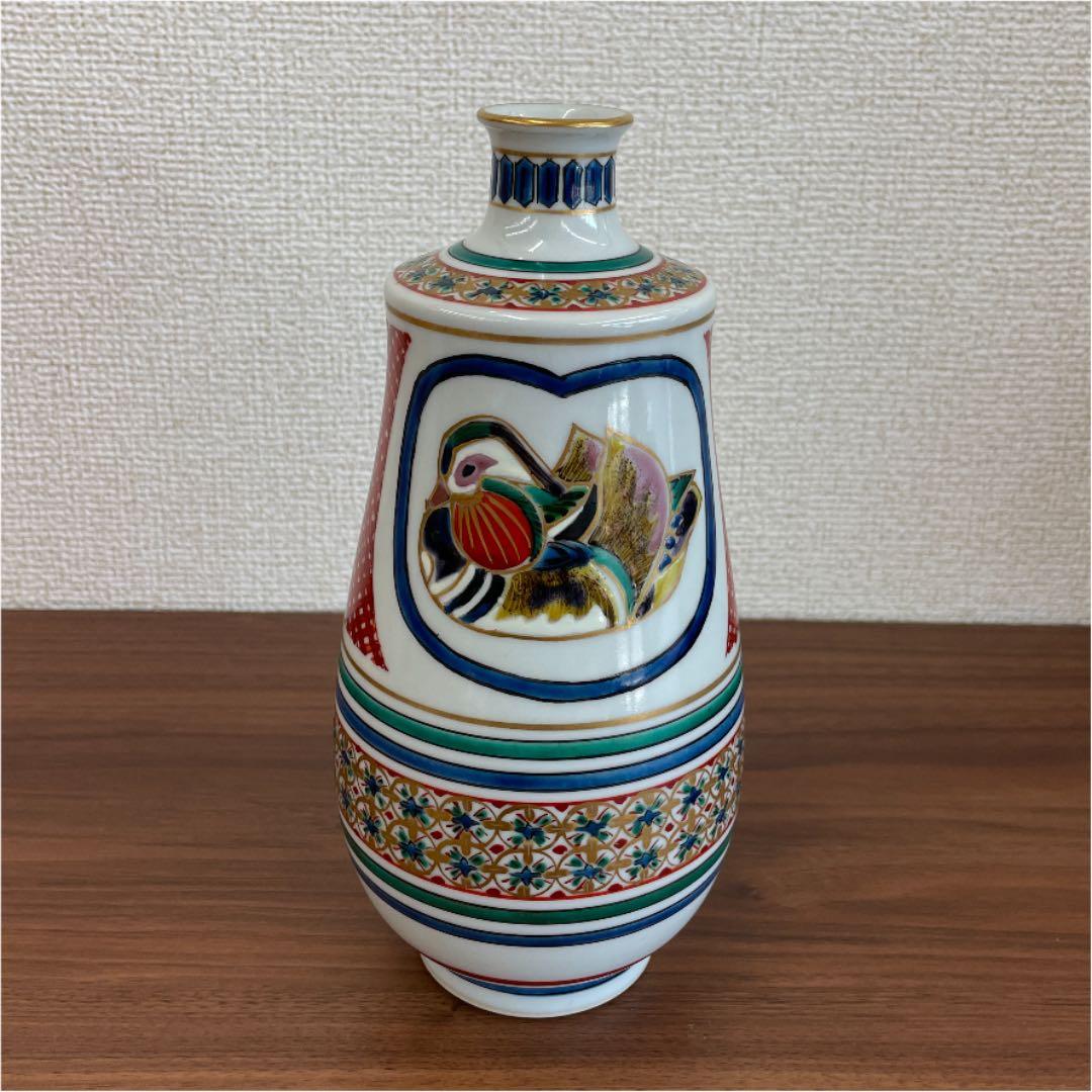 【骨董品】色絵瑞鳥図陶瓶 北出星光作（高さ20cm）