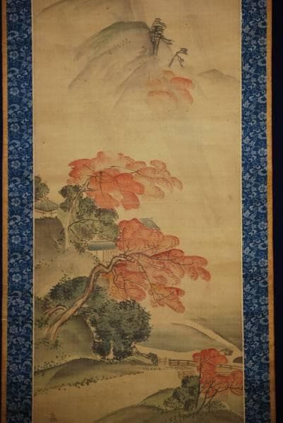 模写/森寛斎/紅葉山水図/布袋屋掛軸HB-873