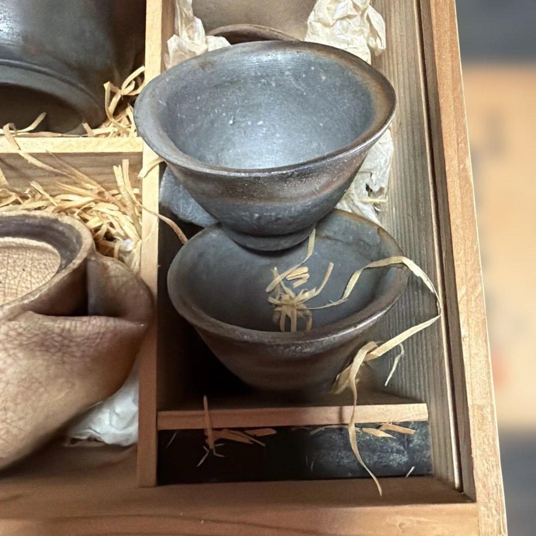 陶器セット 茶碗 急須 湯呑み 木箱入り