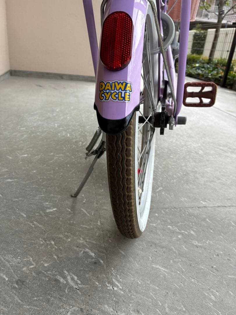 子供用自転車 パープル 前面バスケット付き　大阪府引き取り限定