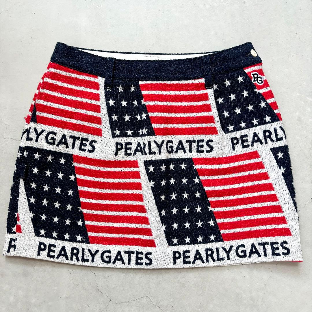 【美品】PEARLY GATES パーリーゲイツ 星条旗柄 スカート ペチコート