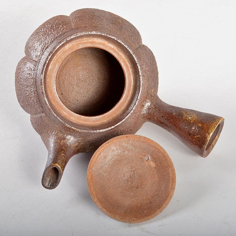 煎茶道具　備前焼　齊藤隆作　横手急須　共布　共箱　M　R6059