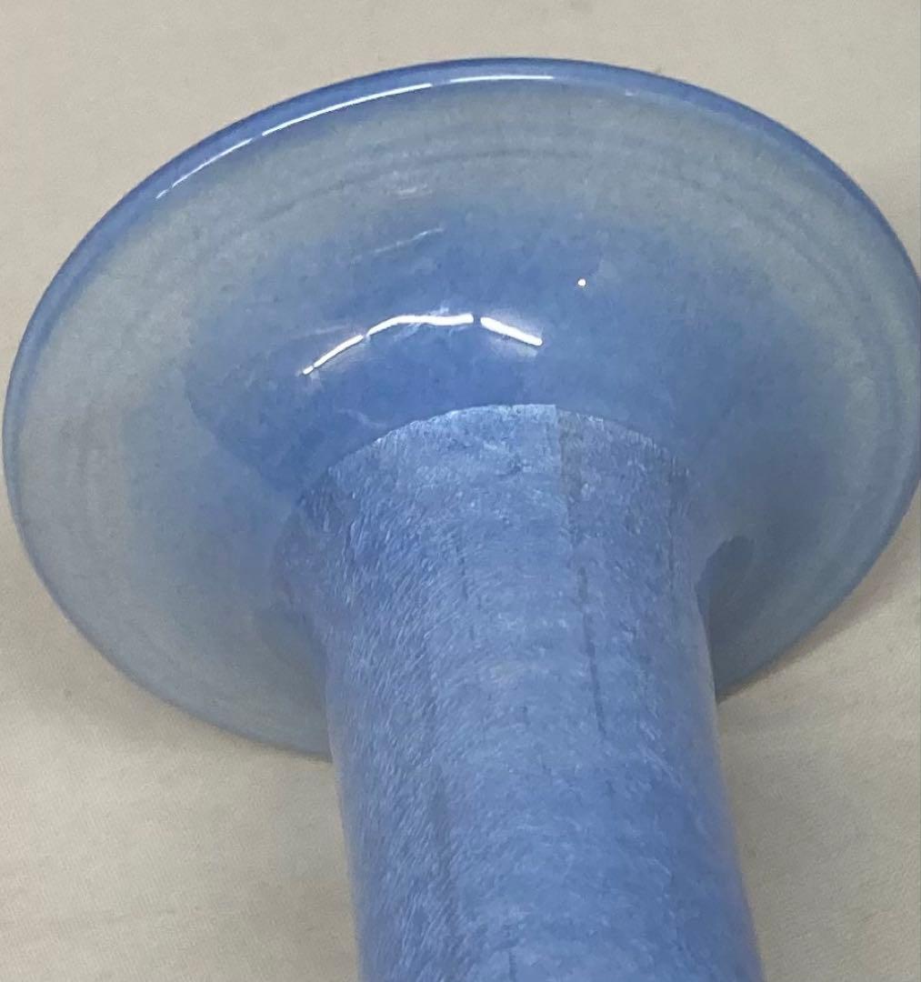 B474s「淡青釉裏銀彩 花入」中田一於作　共布共箱　九谷焼　師-3代徳田八十吉