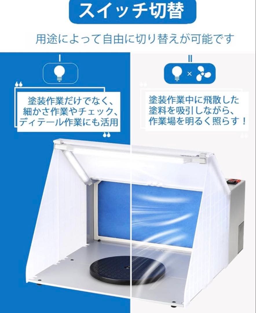 塗装ブース スプレーブース LED照明 ダクトホース 白 吸引力 375