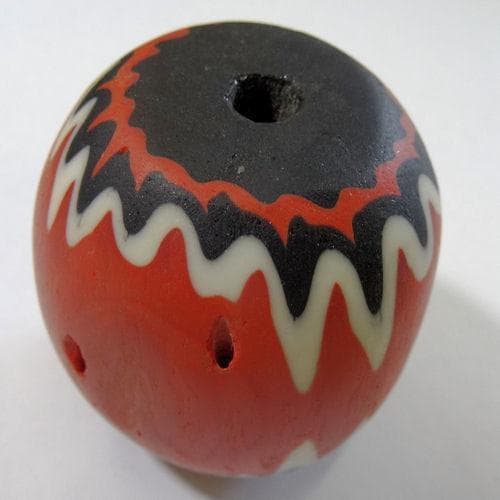 トレードビーズ ベネチア製 巨大5層赤シェブロン玉 No.1409011