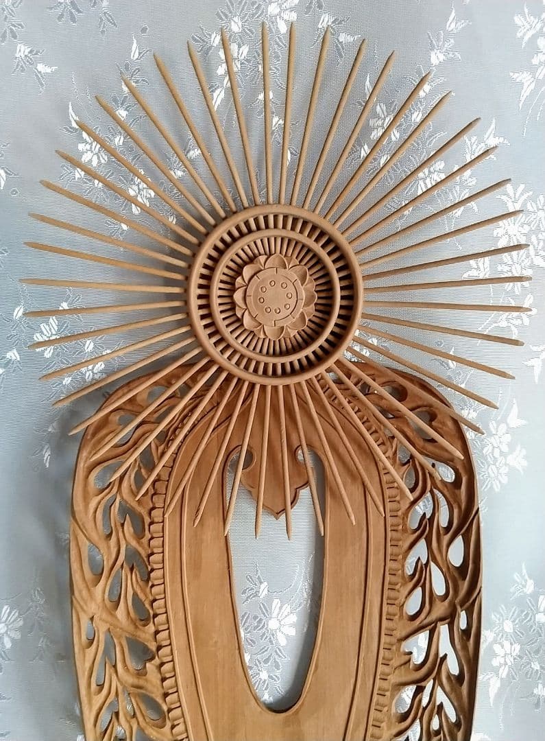 光背のみ#554 立像6.0寸用 放射光 火焔 透し彫◆白檀 木彫 仏像付属品