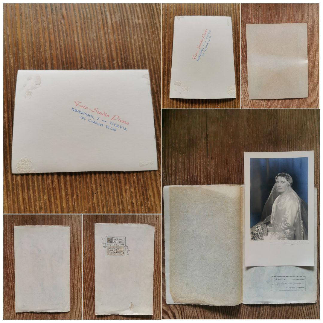 アンティーク写真館撮影 初聖体式 白いドレスの婦人 フォトグラフィ ３点セット