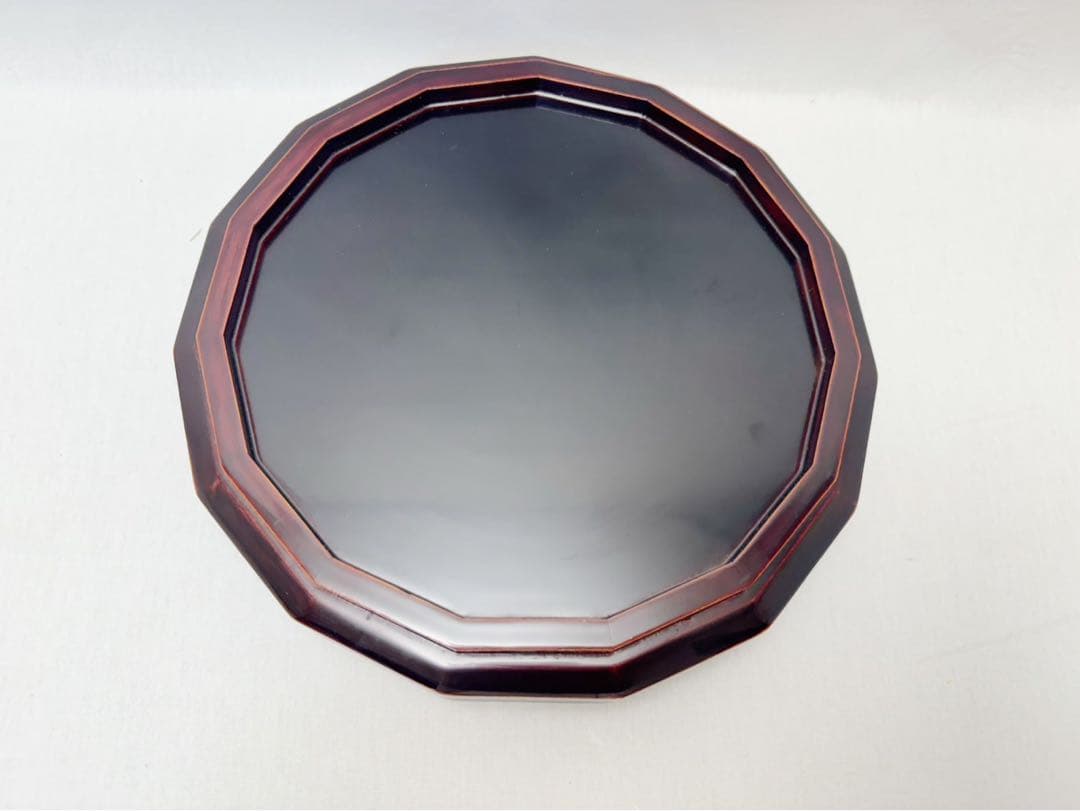 茶道具 表正作 鵬雲斎好 木製溜塗 蒔絵付 松聲盆 干菓子器 十五角 菓子器共箱