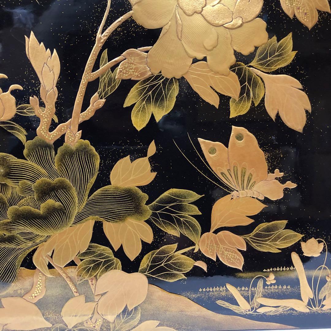 金蒔絵お重　漆器　木製　花鳥図柄　唐獅子図柄　五段重別蓋付き　共箱無