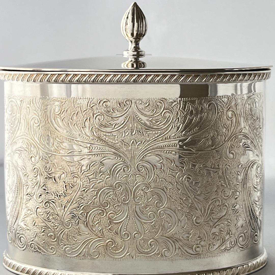 【英国】チェイシングの素晴らしいティーキャディー【シルバープレート】