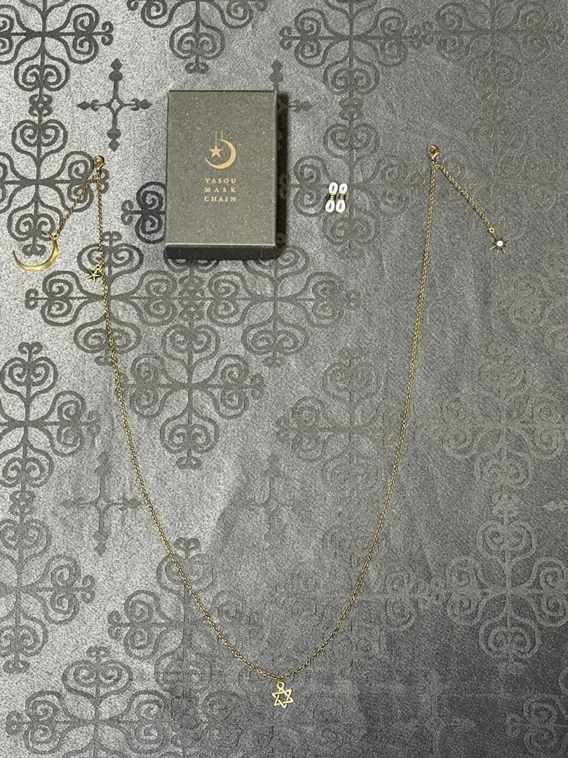 有村竜太朗　夜想マスクチェーン　眼鏡チェーン　月と星　真鍮　アンティーク調