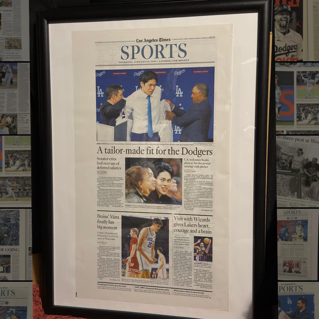 ドジャース　佐々木朗希　 『入団記念号』超激レア ロサンゼルスタイムズ　額縁入②