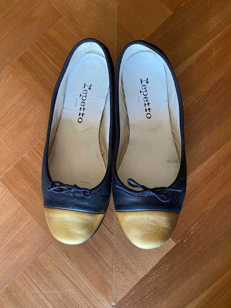 【値下げ】Repetto バレエシューズ 黒/金　37.5
