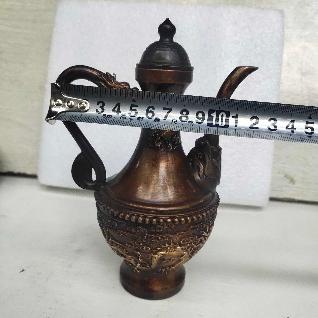 銅器 双龍酒壺 茶壺 家庭 茶道 工芸 置物