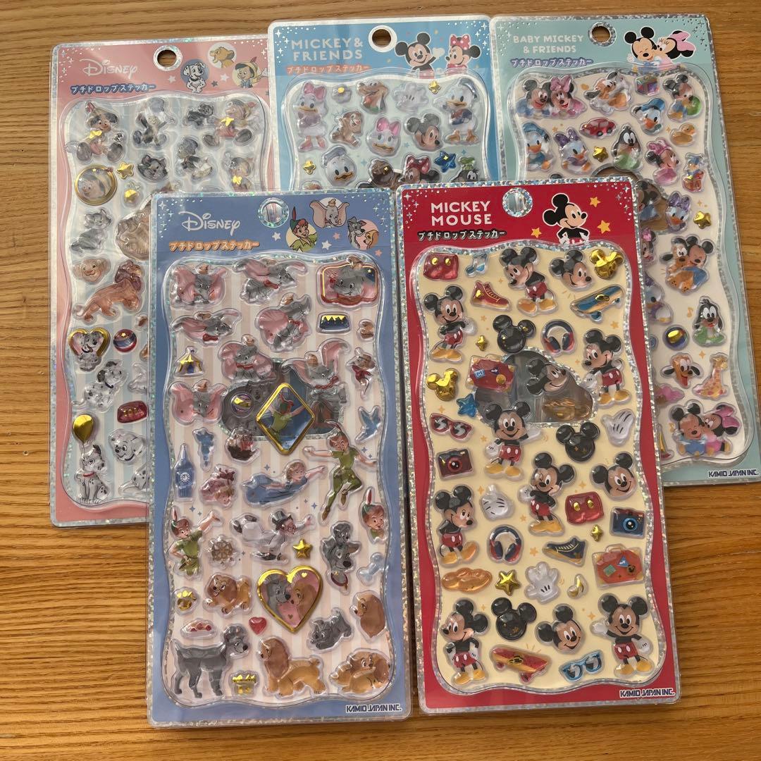 プチドロップステッカー　ディズニー ５枚セット　プチドロ　シール　正規品